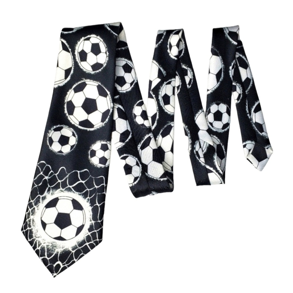 Deborah Soccer Ball Black and White Novelty Tie